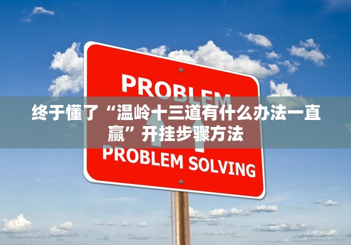 终于懂了“温岭十三道有什么办法一直赢”开挂步骤方法