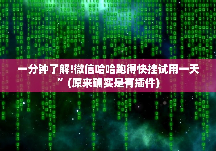 一分钟了解!微信哈哈跑得快挂试用一天”(原来确实是有插件)